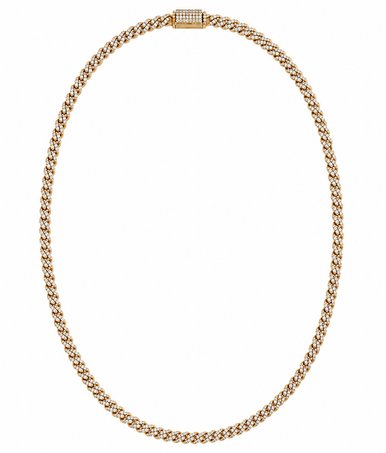 20" 18K Gold Curb Chain with 16 TCW Lab-Grown Diamond Accents