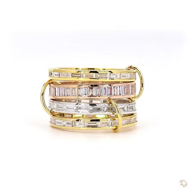 14K Gold Mixed Tone Emerald Stack Ring
