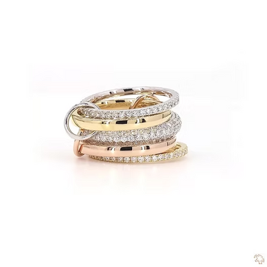 14K Gold Mixed Tone Lab Diamond Linked Stack Ring