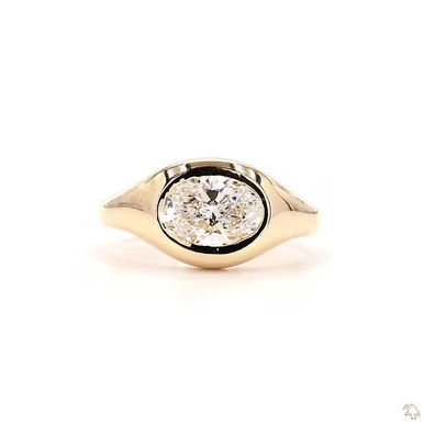 14K Bold Oval Lab Grown Diamond Pinky Ring