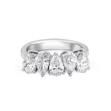 Half Eternity Band with 5 Pear Lab Diamonds (4 CT)