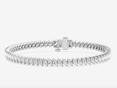 14K Gold Marquise Lab Grown Tennis Bracelet (7 TCW)