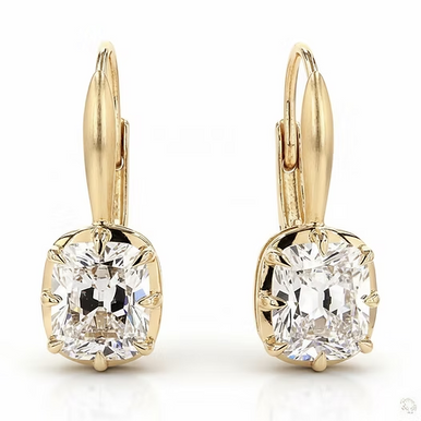 14K Old Miner Bezel Prong Lab Diamond Drop Earrings (3.36 TCW)