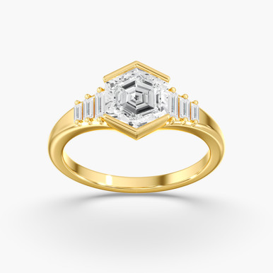 Hexagon Half Bezel Engagement Ring