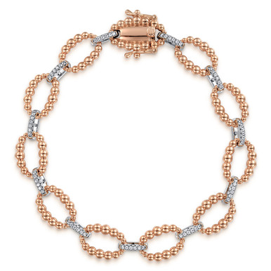 14K Two-Tone Gold Diamond Bujukan Link Tennis Bracelet