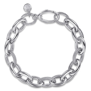 925 Sterling Silver Bujukan Beaded Link Chain Bracelet