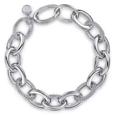925 Sterling Silver Bujukan Beaded Link Chain Bracelet