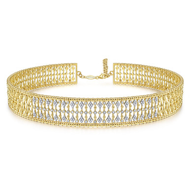 14K Yellow Gold Bujukan and Diamond Choker Necklace