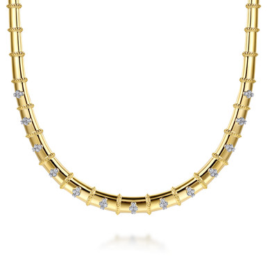 14K White & Yellow Gold Bujukan and Diamond Choker