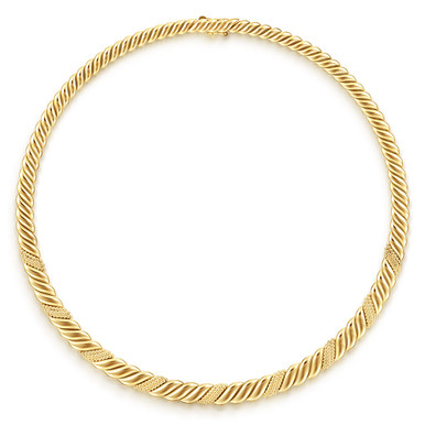 14K Yellow Plain Gold Pave Bujukan Necklace