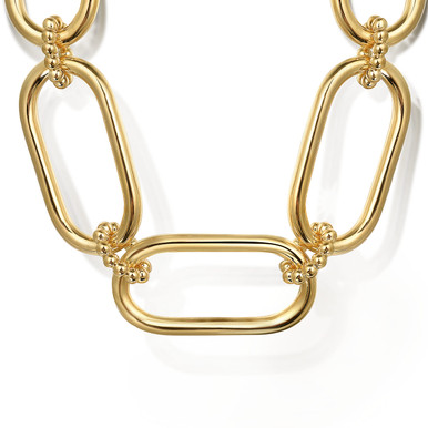 14K Yellow Gold Oval Link Chain Necklace wth Bujukan Connectors