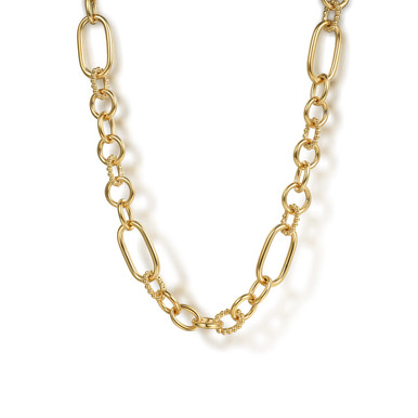 14K Yellow Plain Gold Bujukan Link Chain Necklace