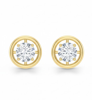 Round Framed Lab Grown Diamond Stud Earrings