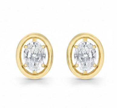 Oval Framed Lab Grown Diamond Stud Earrings