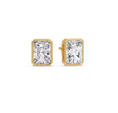 Radiant Cut Bezel Lab Grown Diamond Stud Earrings