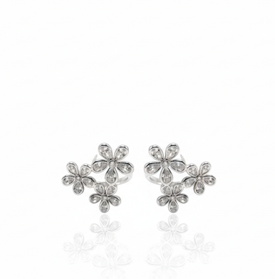 Bezel Cluster Flower Lab Grown Diamond Stud Earrings