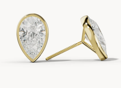 Pear Bezel Martini Lab Grown Diamond Stud Earrings