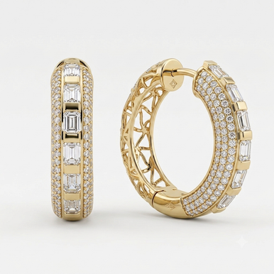Aurora Baguette Lab Grown Diamond Hoop Earrings