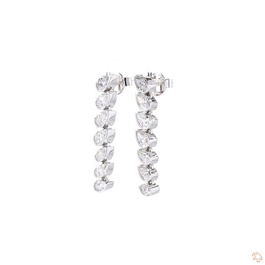 Pear Graduated Tilted Lab Grown Diamond Drop Earrings