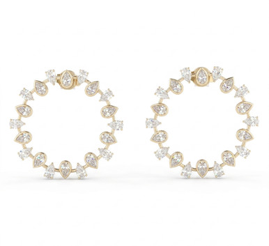 Bezel & Prong Loop Lab Grown Diamond Hoop Earrings