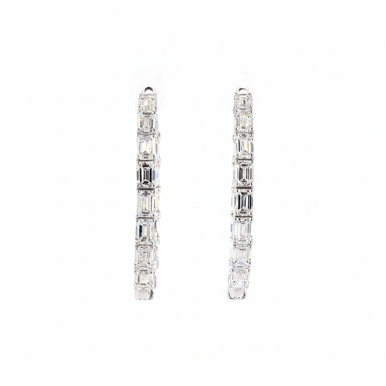 Emerald Lab Grown Diamond Hoop Earrings