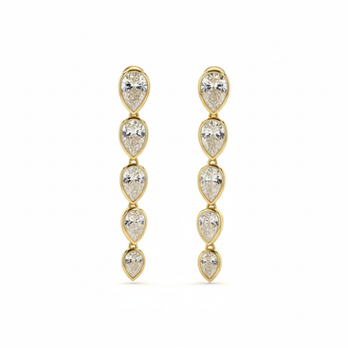 Graduated Dangling Pear Bezel Lab Grown Diamond Drop Earrings