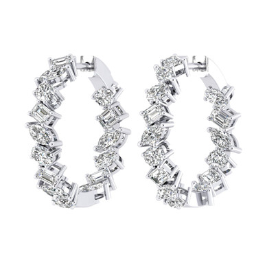Multi-Shape Lab Grown Diamond Hoop Earrings