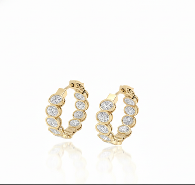 Oval Bezel Lab Grown Diamond Hoop Earrings