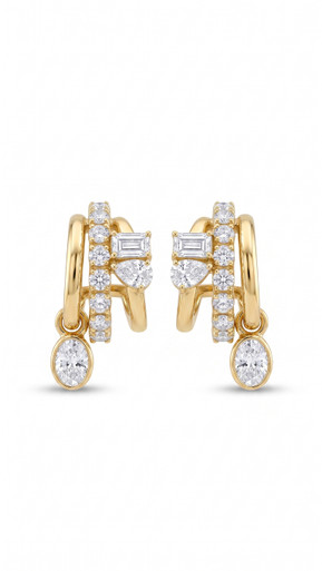 Toi et Moi Multi Lab Grown Diamond Huggie Earrings