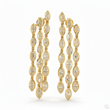 Three Row Marquise Bezel Lab Grown Diamond Drop Earrings
