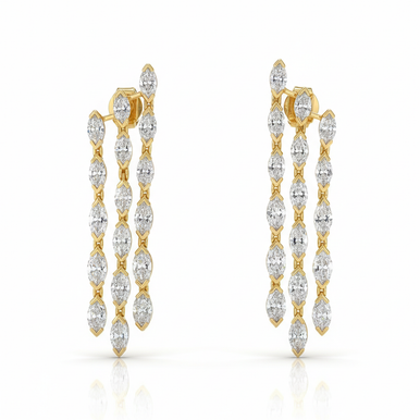 Three Row Marquise Half Bezel Lab Grown Diamond Drop Earrings