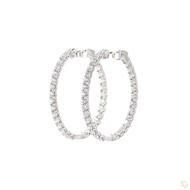 Oval Shape Inside Out Lab Grown Diamond Hoop Earrings