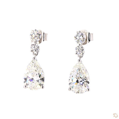 Double Round Pear Lab Grown Diamond Drop Earrings