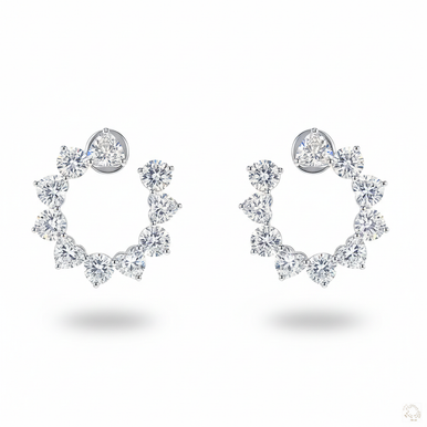 Heart Round Loop Lab Grown Diamond Hoop Earrings