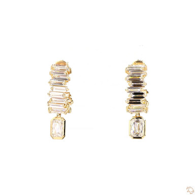 Arc Baguette Bezel Emerald Lab Grown Diamond Hoop Earrings