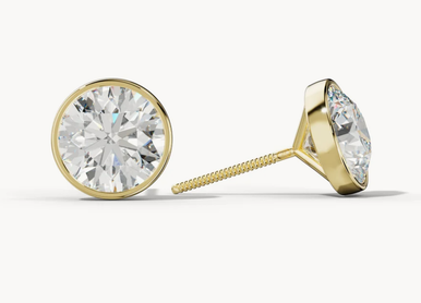 Round Bezel Martini Lab Grown Diamond Stud Earrings