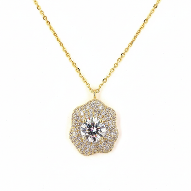 Round Fancy Halo Lab Grown Diamond Pendant Necklace