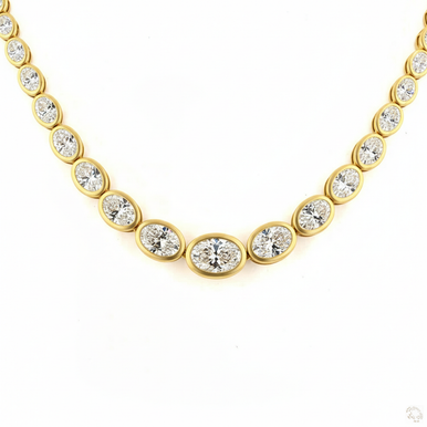 Graduating East West Oval Lab Grown Diamond Graduated Necklace