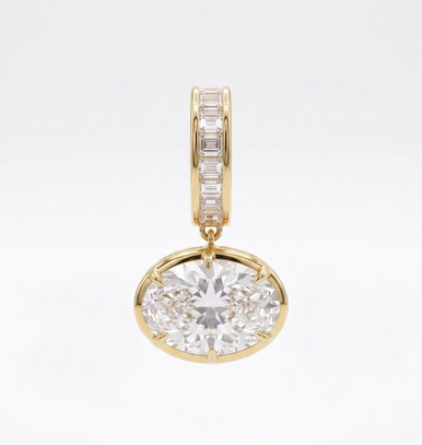 Oval Emerald Lab Grown Diamond Charm Necklace