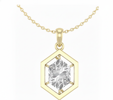 Hexagon Frame Lab Grown Diamond Pendant Necklace