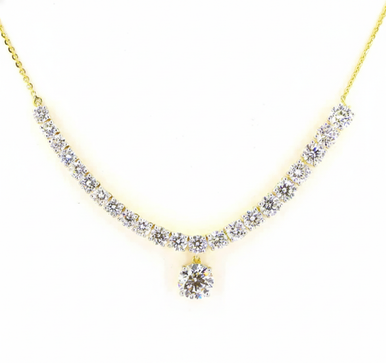Segment Round Drop Lab Grown Diamond Pendant Necklace