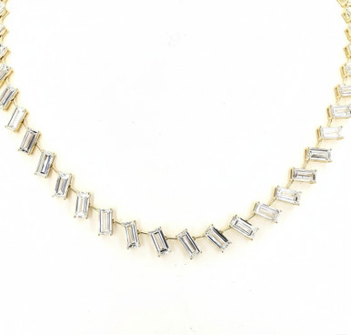 Tilted Baguette Lab Grown Diamond Tennis Necklace