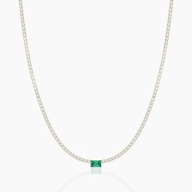 Tennis Emerald Centre Lab Grown Diamond Tennis Necklace
