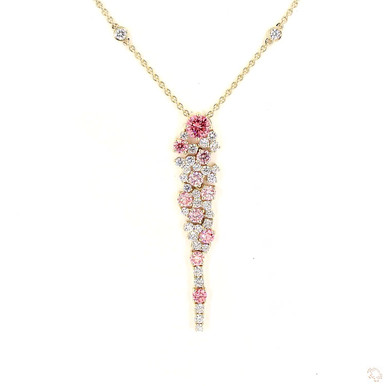 Pink Gemstone & Lab Grown Diamond Drop Pendant Necklace
