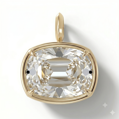 Old Cushion Bezel Prong Lab Grown Diamond Charm Necklace
