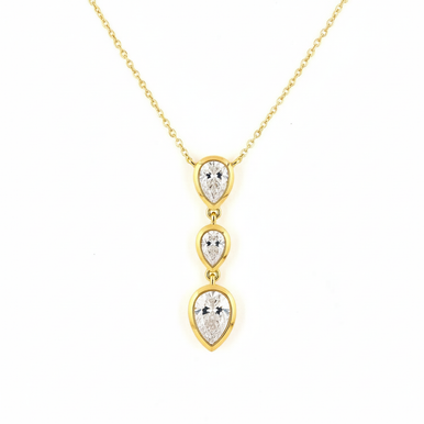 Pear Bezel Drop Lab Grown Diamond Pendant Necklace