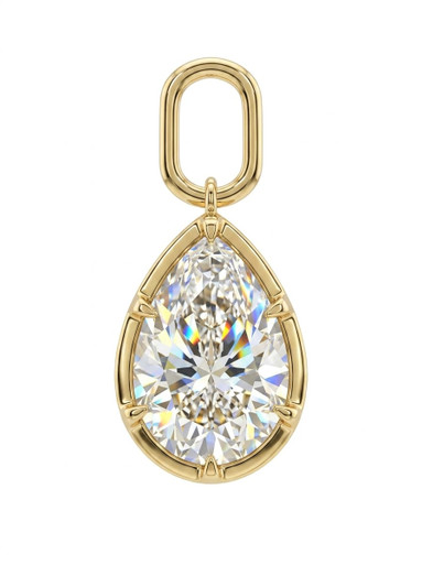 Pear Bezel Prong Lab Grown Diamond Charm Necklace