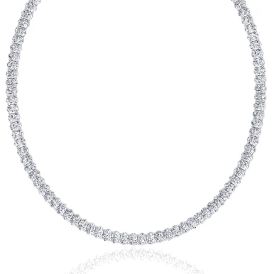 Oval North South Lab Grown Diamond Tennis Necklace