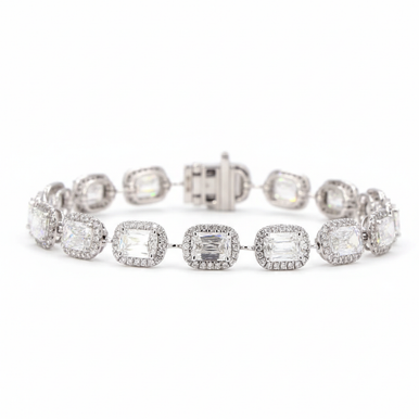 Tennis Criss Cut Halo Lab Grown Diamond Tennis Bracelet