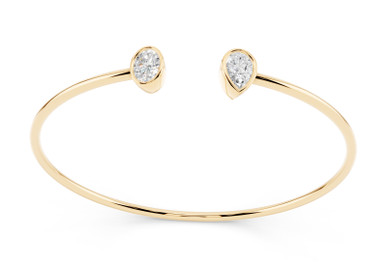 Toi et Moi Oval Pear Lab Grown Diamond Bangle Bracelet
